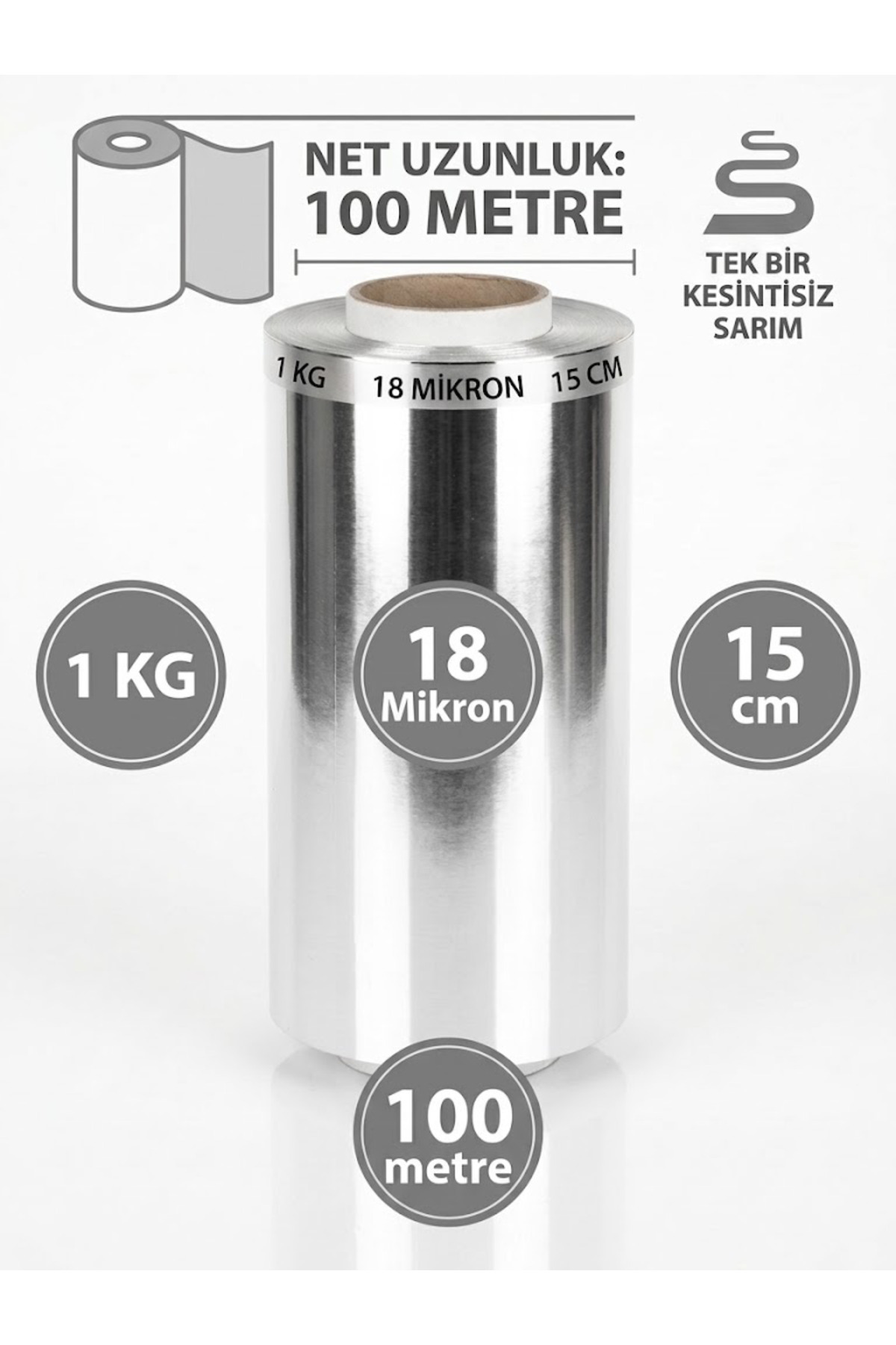 Profesyonel Kuaför Tipi Alüminyum Folyo Jelatin 1 Kg 100 Metre (18 Mikron) Röfle & Balyaj Folyosu